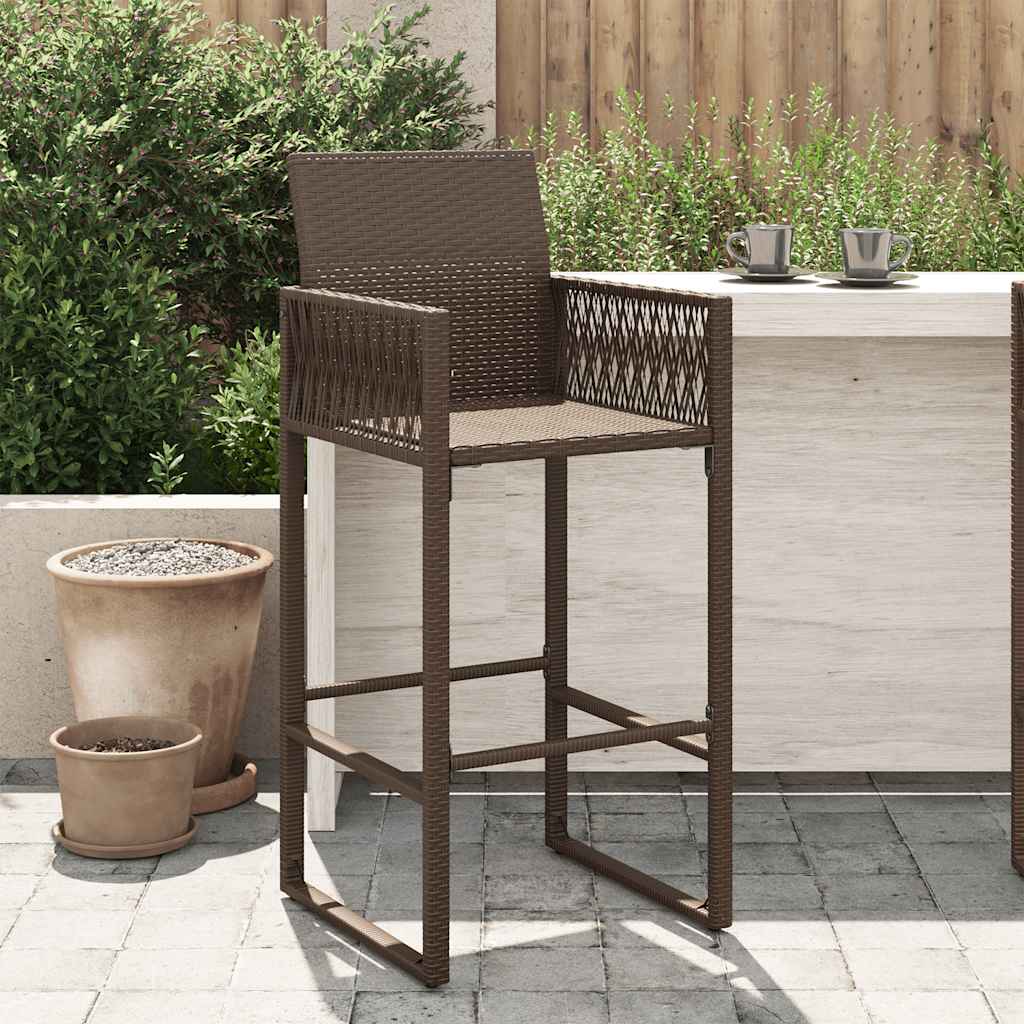 Garden Bar Stools 2 pcs Brown Poly Rattan